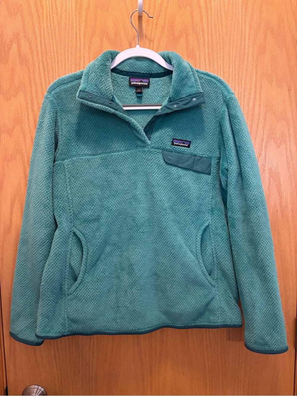Patagonia Teal Snap-Placket Fleece Pullover